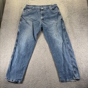Wrangler Jeans Mens 38x32 Blue Medium Wash Cotton Carpenter Fit Denim Wokrwear